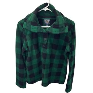 American Living Green and Black Plaid Blouse
